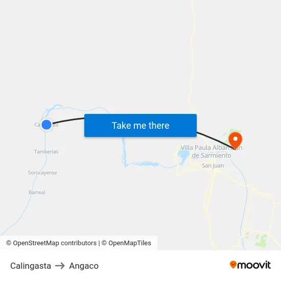 Calingasta to Angaco map