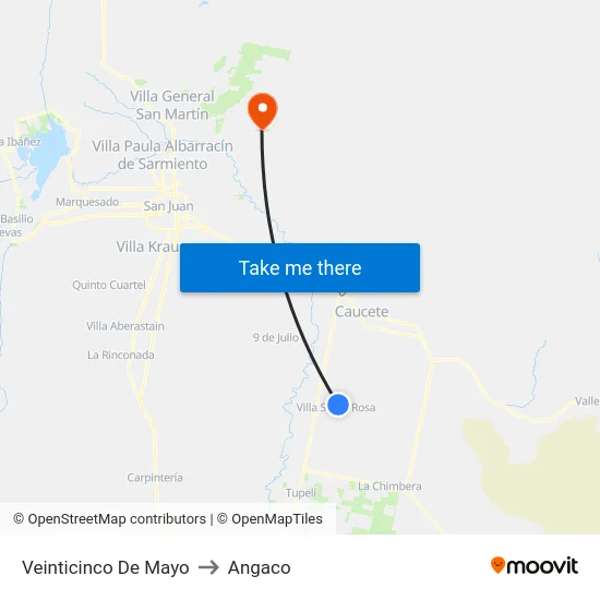 Veinticinco De Mayo to Angaco map