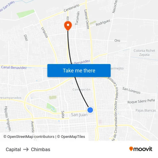 Capital to Chimbas map