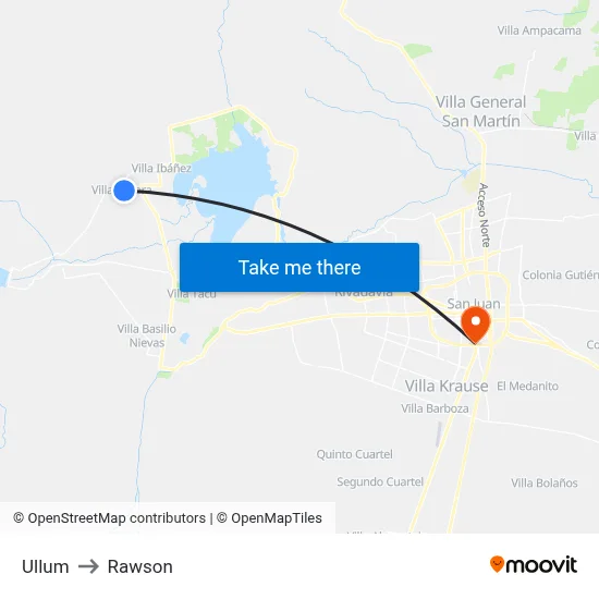 Ullum to Rawson map