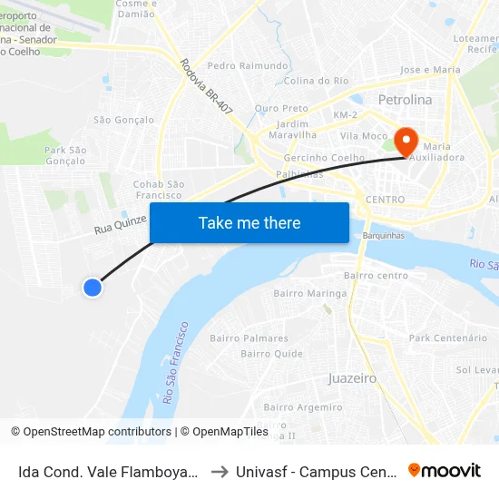 Ida Cond. Vale Flamboyants to Univasf - Campus Centro map