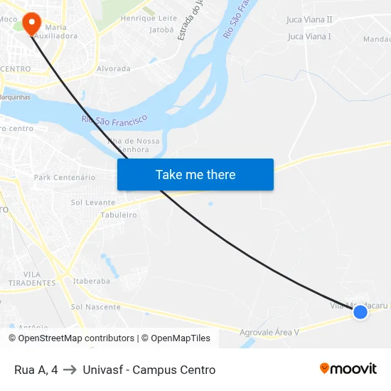 Rua A, 4 to Univasf - Campus Centro map