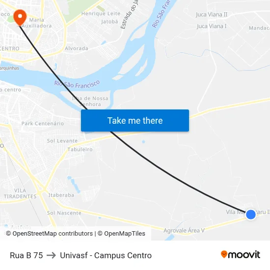 Rua B 75 to Univasf - Campus Centro map