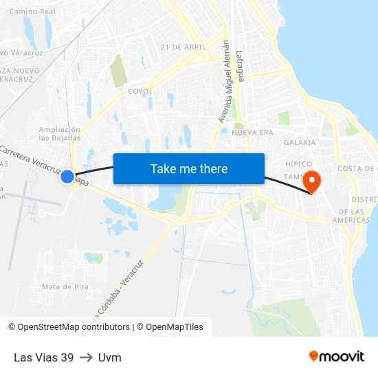 Las Vias 39 to Uvm map