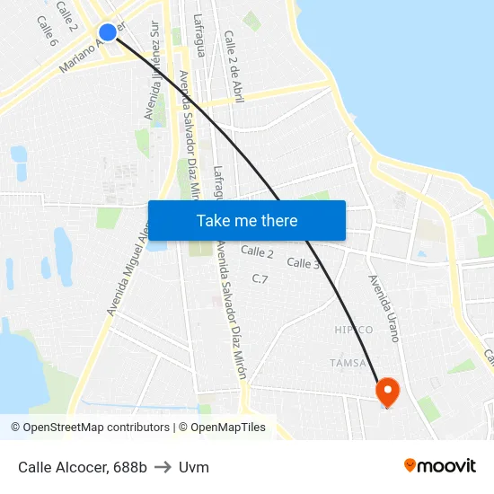 Calle Alcocer, 688b to Uvm map