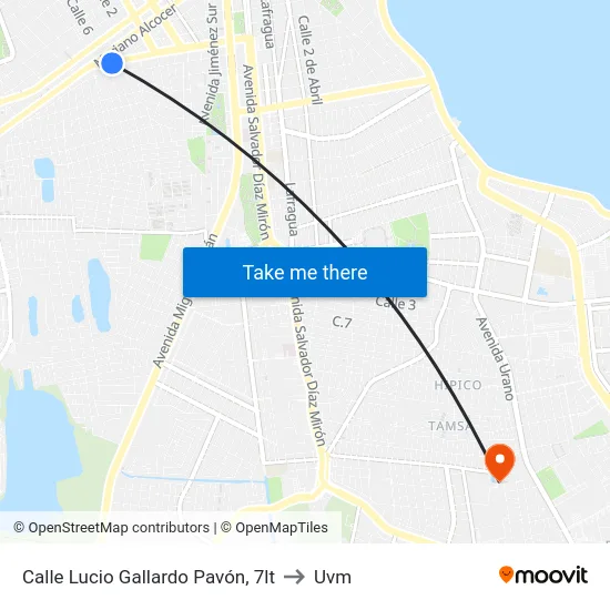 Calle Lucio Gallardo Pavón, 7lt to Uvm map