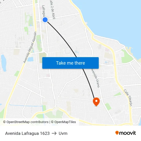 Avenida Lafragua 1623 to Uvm map