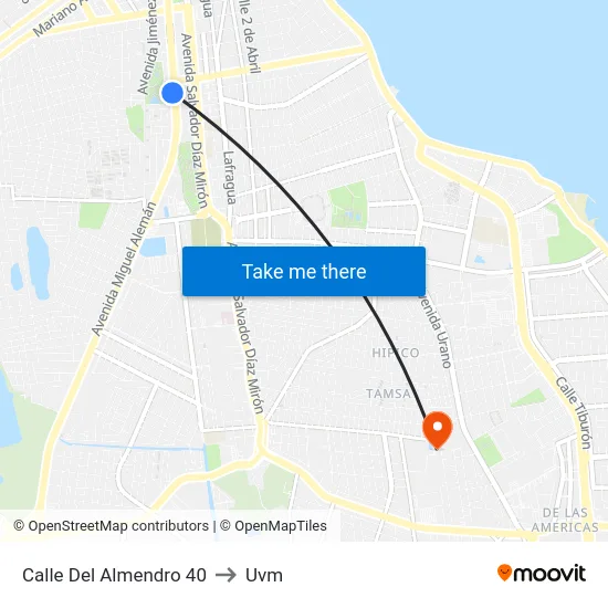 Calle Del Almendro 40 to Uvm map