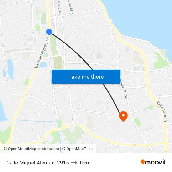 Calle Miguel Alemán, 2915 to Uvm map