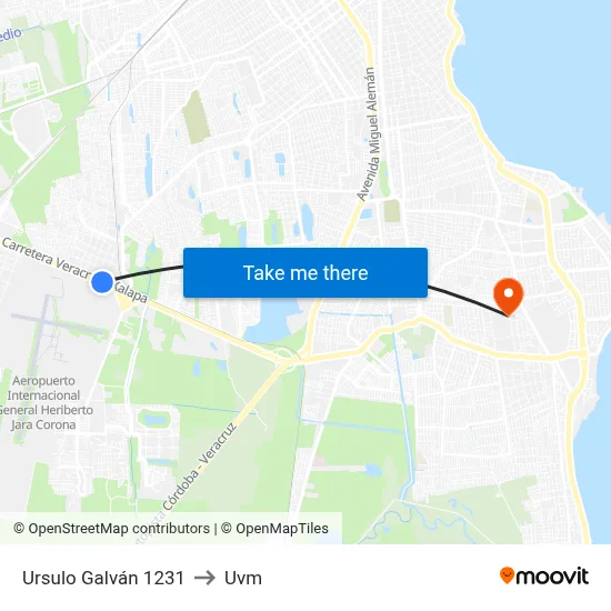 Ursulo Galván 1231 to Uvm map