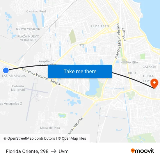 Florida Oriente, 298 to Uvm map
