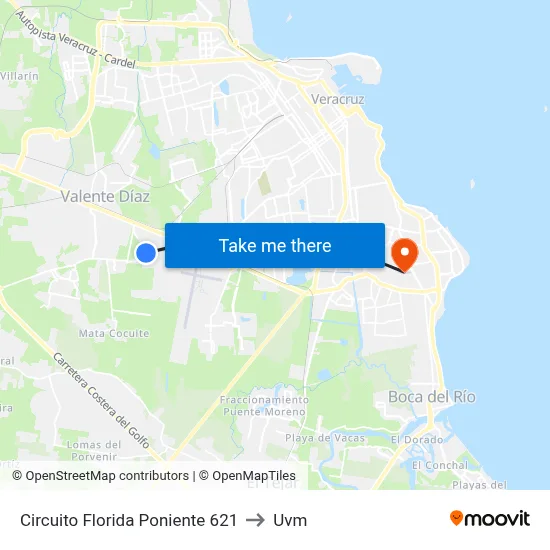Circuito Florida Poniente 621 to Uvm map