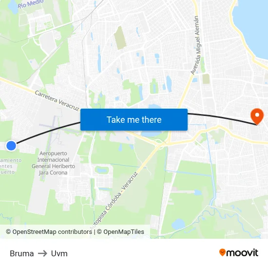 Bruma to Uvm map