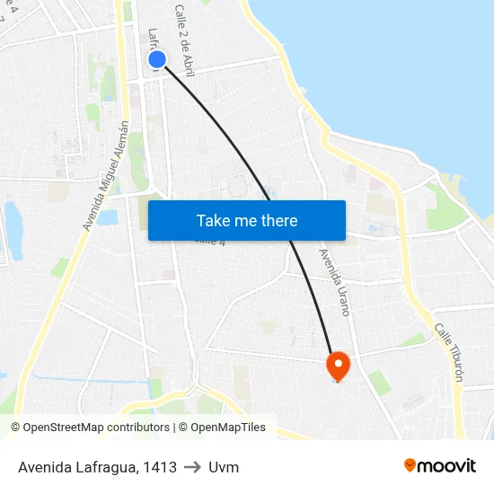 Avenida Lafragua, 1413 to Uvm map