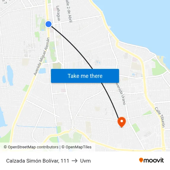 Calzada Simón Bolívar, 111 to Uvm map
