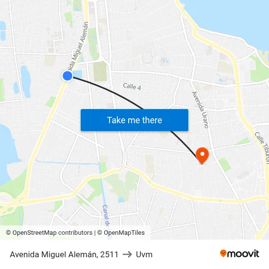 Avenida Miguel Alemán, 2511 to Uvm map