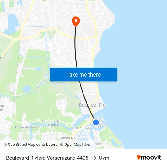 Boulevard Riviera Veracruzana 4405 to Uvm map