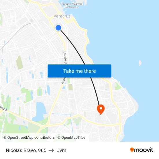 Nicolás Bravo, 965 to Uvm map