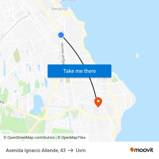 Avenida Ignacio Allende, 43 to Uvm map