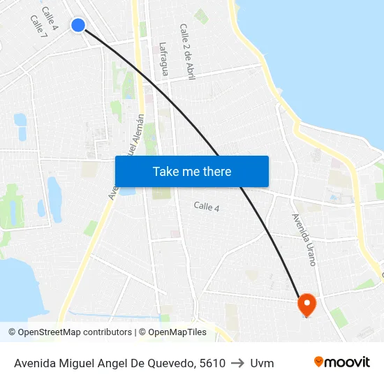 Avenida Miguel Angel De Quevedo, 5610 to Uvm map