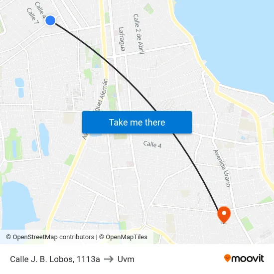 Calle J. B. Lobos, 1113a to Uvm map