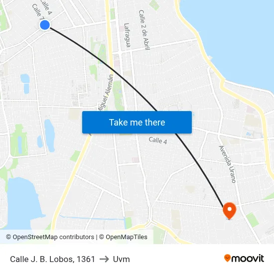 Calle J. B. Lobos, 1361 to Uvm map