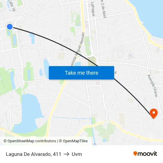 Laguna De Alvarado, 411 to Uvm map