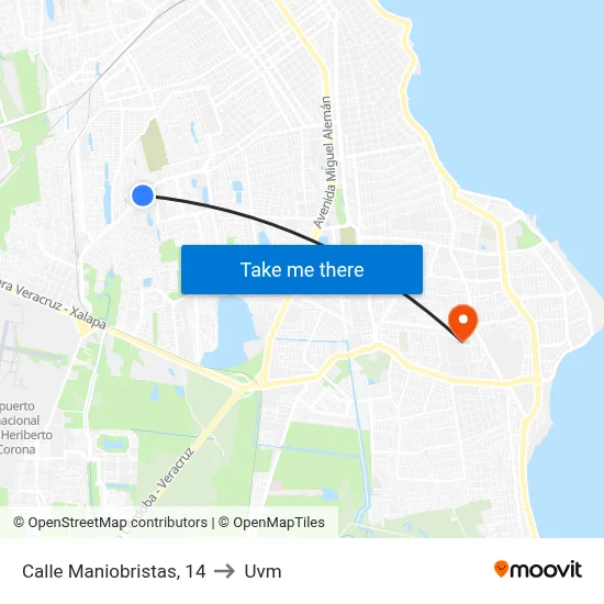 Calle Maniobristas, 14 to Uvm map