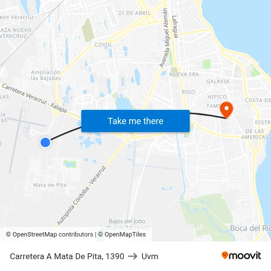 Carretera A Mata De Pita, 1390 to Uvm map