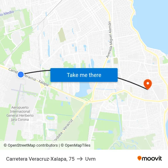 Carretera Veracruz-Xalapa, 75 to Uvm map