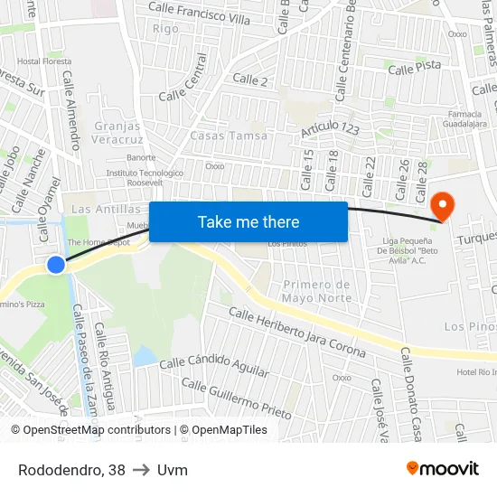 Rododendro, 38 to Uvm map