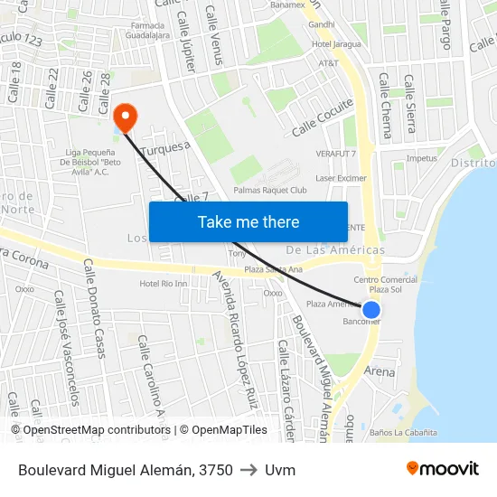Boulevard Miguel Alemán, 3750 to Uvm map