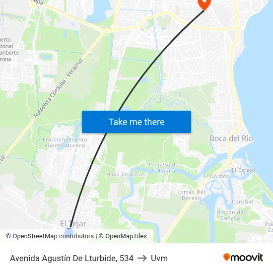 Avenida Agustín De Lturbide, 534 to Uvm map
