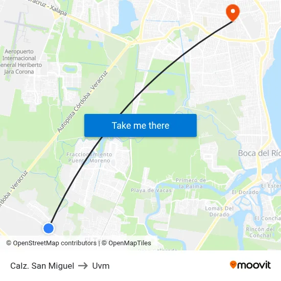 Calz. San Miguel to Uvm map