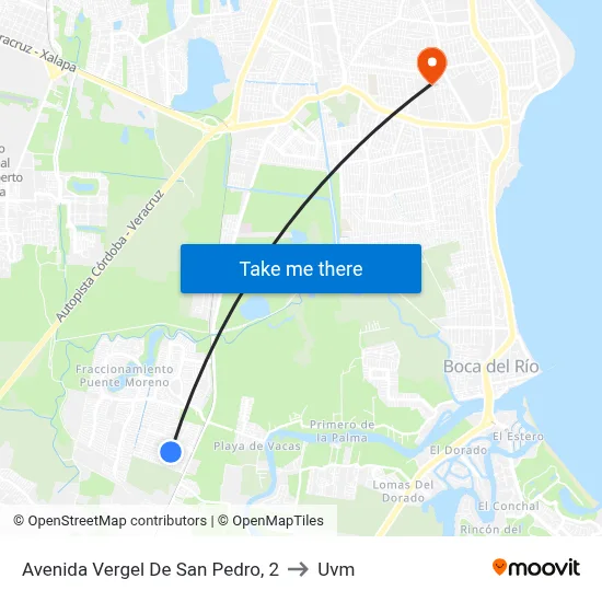 Avenida Vergel De San Pedro, 2 to Uvm map
