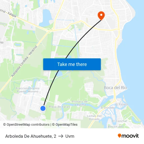 Arboleda De Ahuehuete, 2 to Uvm map