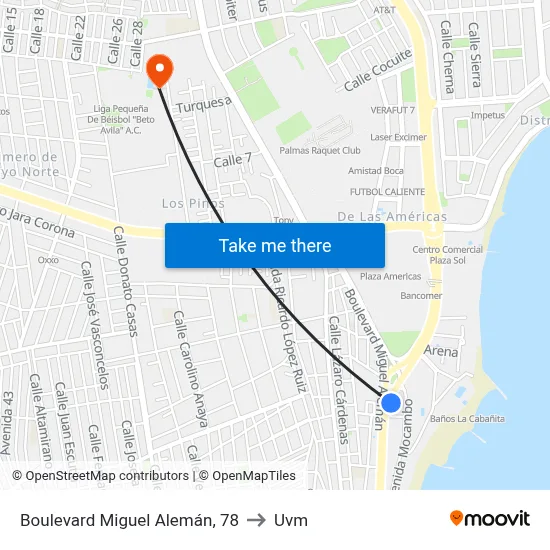 Boulevard Miguel Alemán, 78 to Uvm map