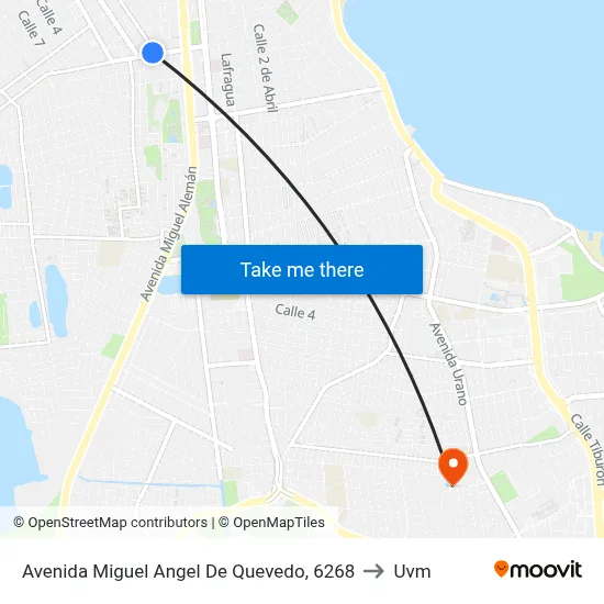 Avenida Miguel Angel De Quevedo, 6268 to Uvm map