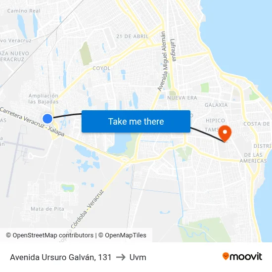 Avenida Ursuro Galván, 131 to Uvm map