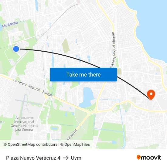 Plaza Nuevo Veracruz 4 to Uvm map