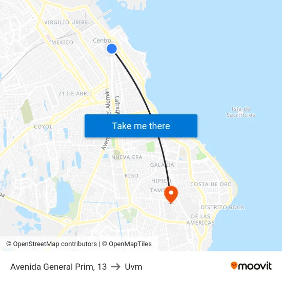 Avenida General Prim, 13 to Uvm map
