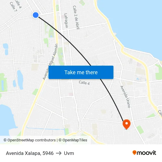 Avenida Xalapa, 5946 to Uvm map