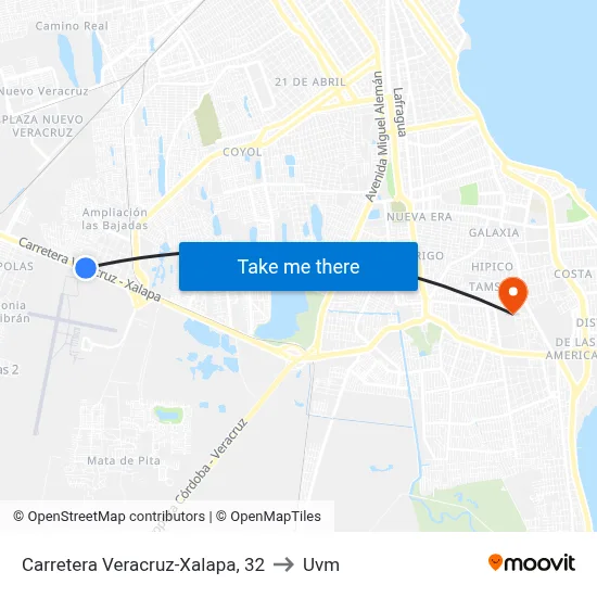 Carretera Veracruz-Xalapa, 32 to Uvm map