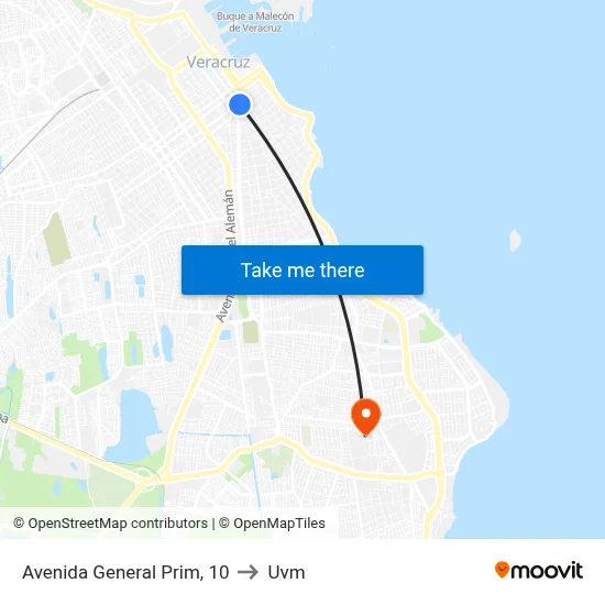 Avenida General Prim, 10 to Uvm map