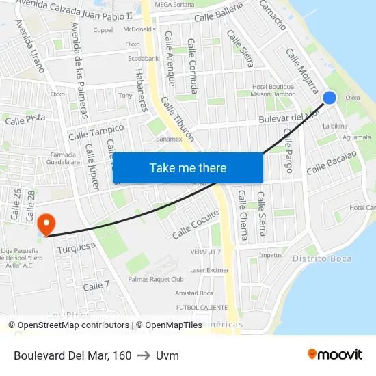 Boulevard Del Mar, 160 to Uvm map