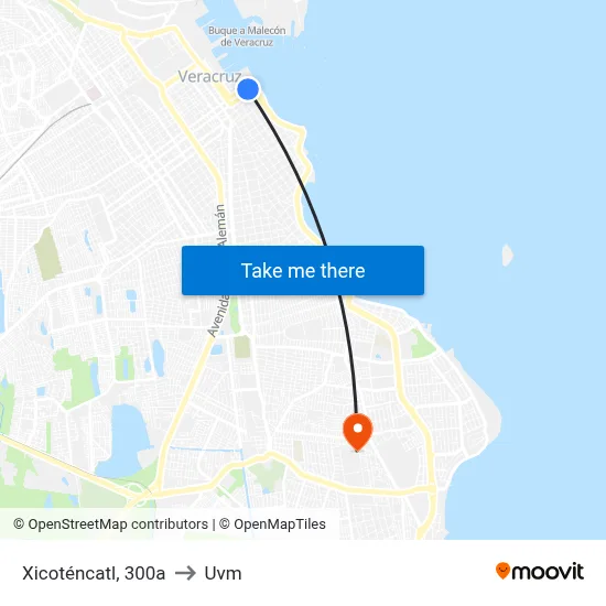 Xicoténcatl, 300a to Uvm map