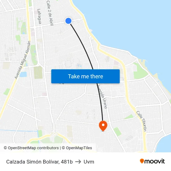 Calzada Simón Bolívar, 481b to Uvm map