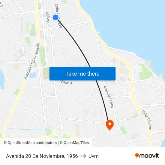 Avenida 20 De Noviembre, 1956 to Uvm map