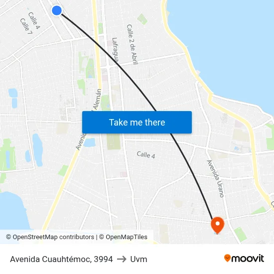 Avenida Cuauhtémoc, 3994 to Uvm map