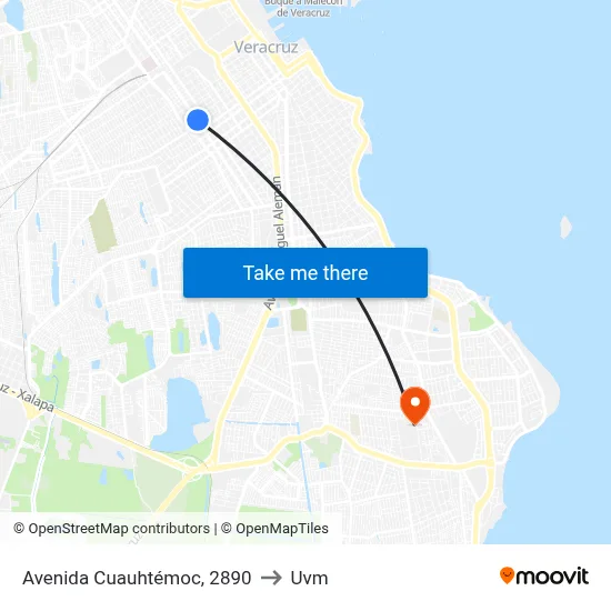 Avenida Cuauhtémoc, 2890 to Uvm map